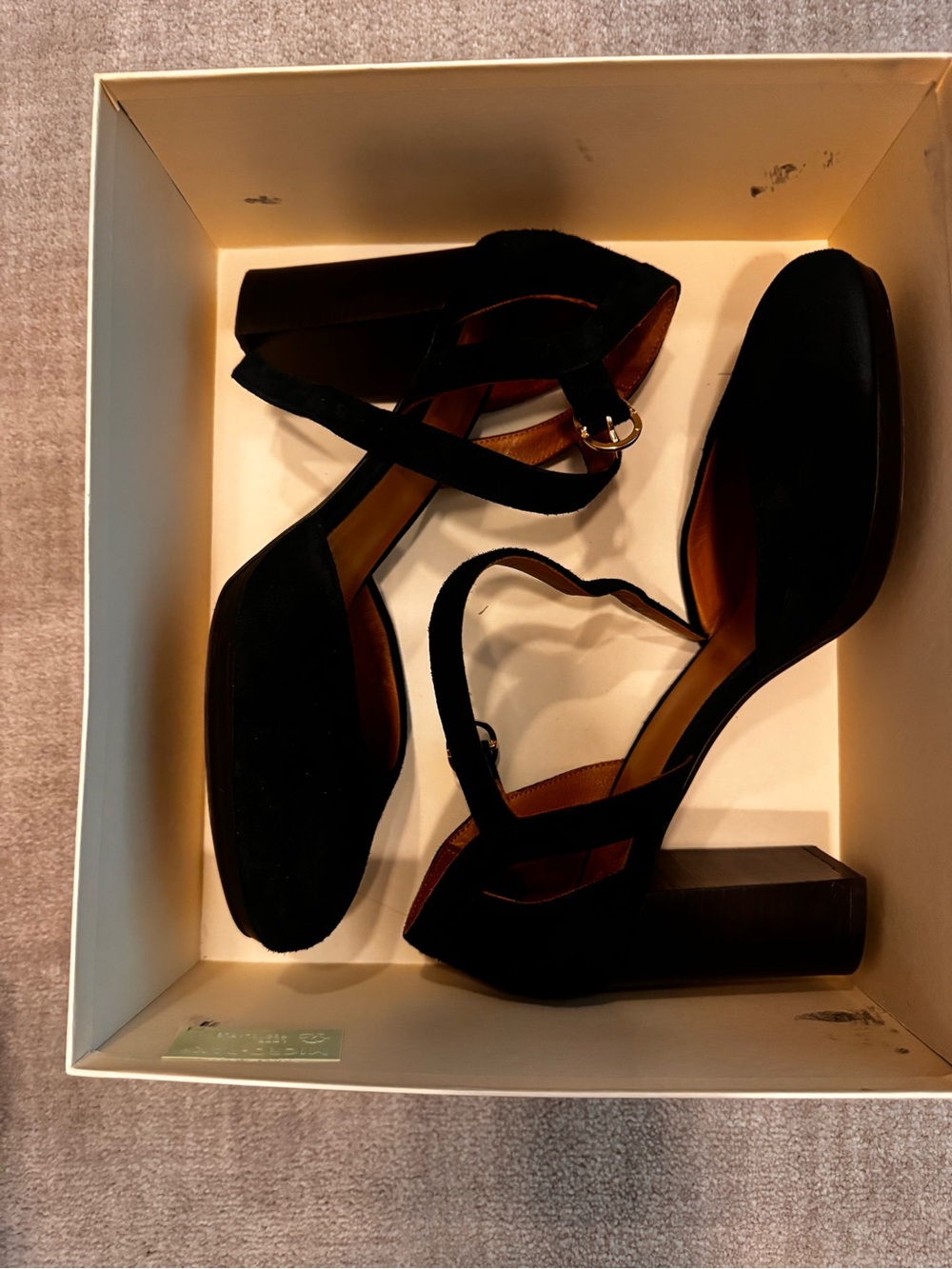 Sézane Black Suede Ankle-Strap Heels - Picture 5 of 5